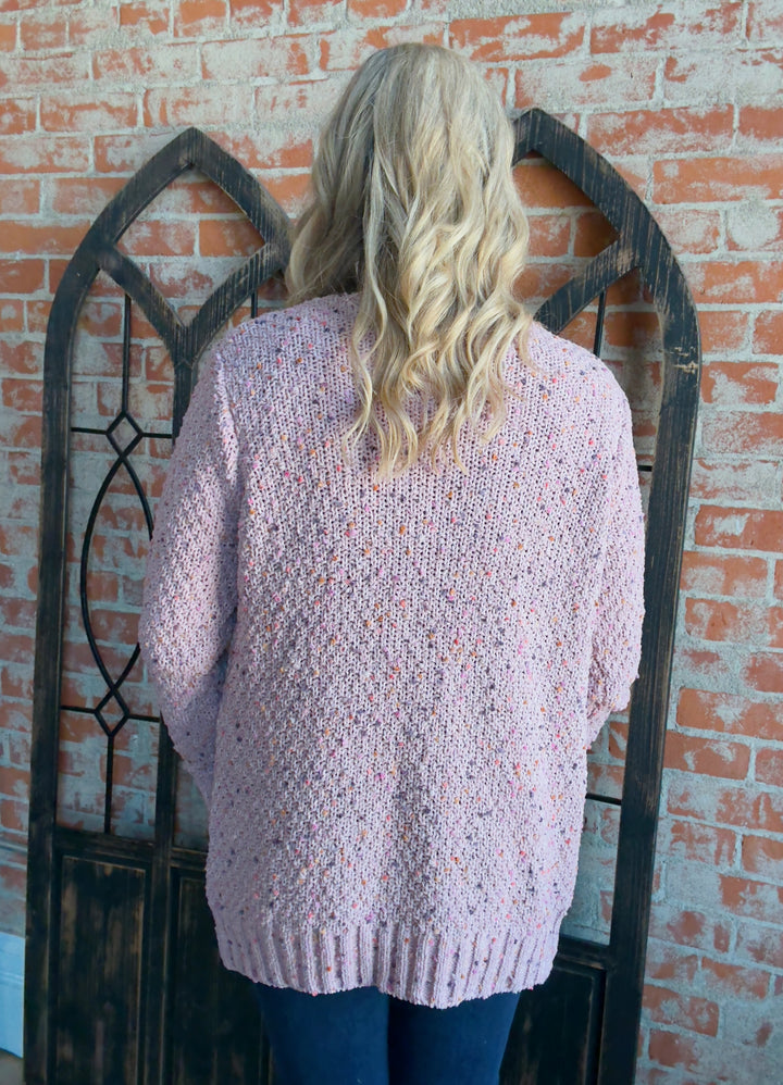 A Sprinkle Of Fun Confetti Cardigan-Mauve