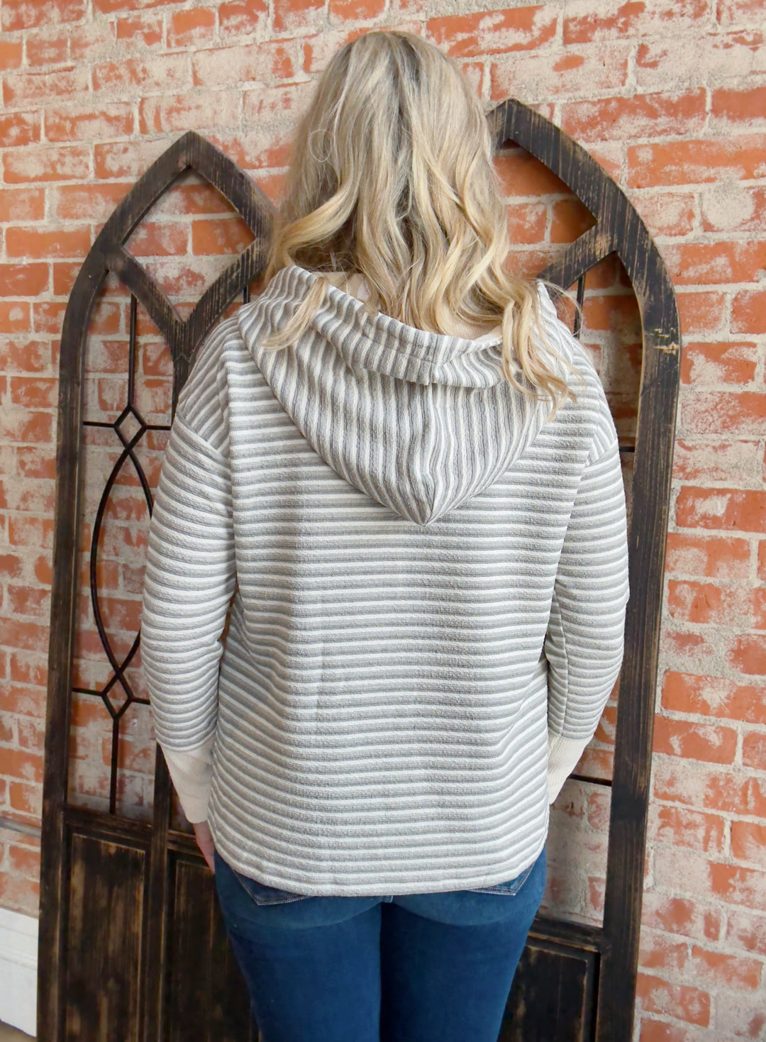 What You Can Do Striped Henley Hoodie