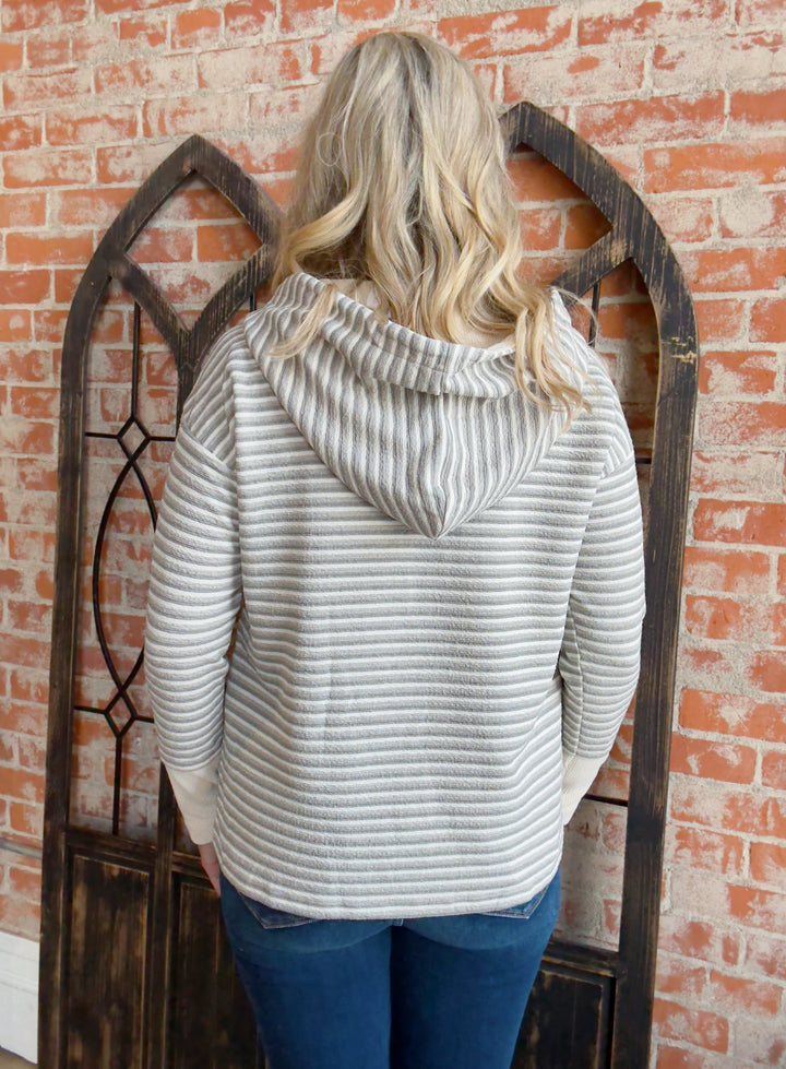 What You Can Do Striped Henley Hoodie