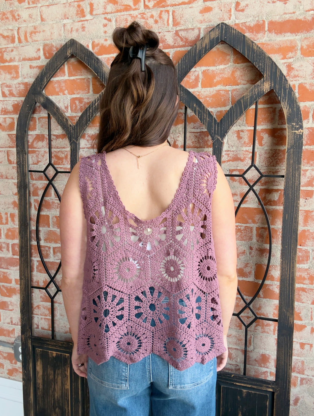 Make Your Head Spin Crochet Tank-Dusty Mauve