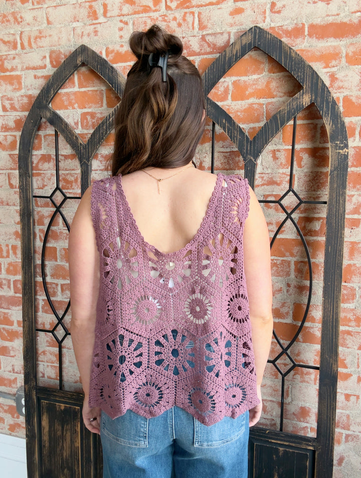 Make Your Head Spin Crochet Tank-Dusty Mauve