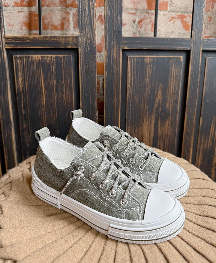 Very G Give Me Glitter Velvet Sneaker-Sage