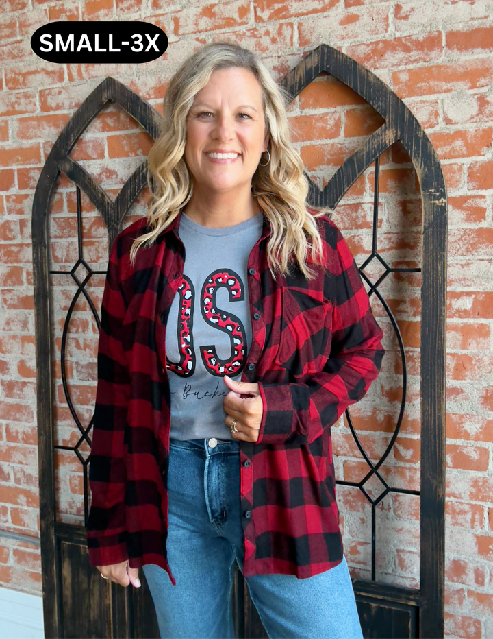 Not your Boyfriends Buffalo Check Flannel-Red