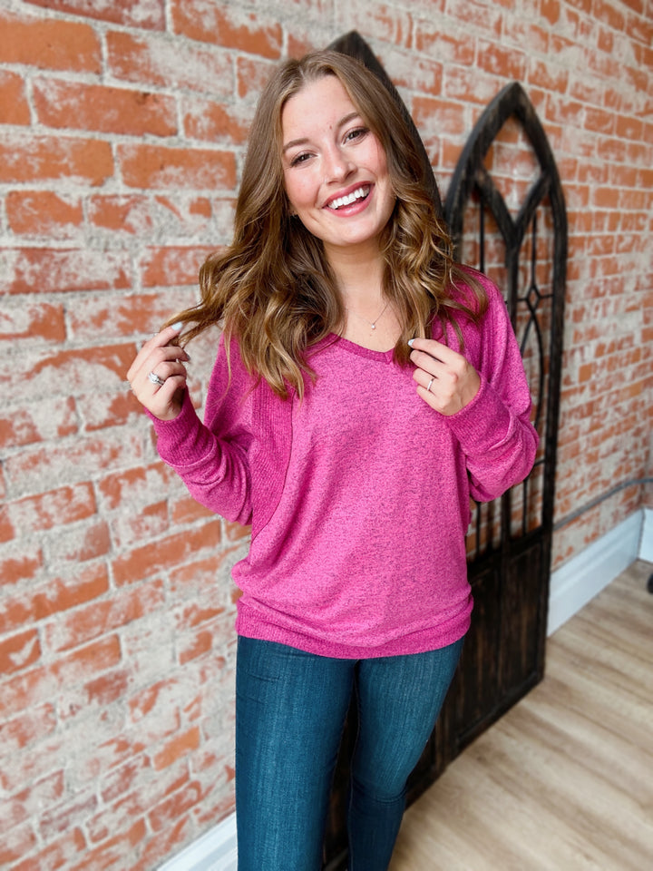 You Can Sit With Us Soft Dolman-Fuchsia
