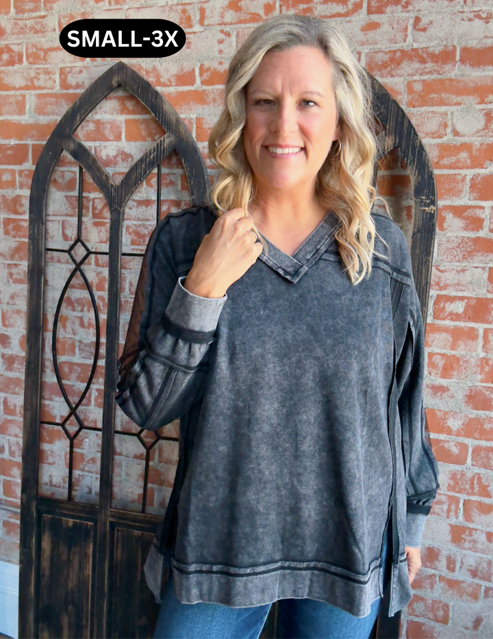 My Lips Are Sealed Lace Crewneck Tunic