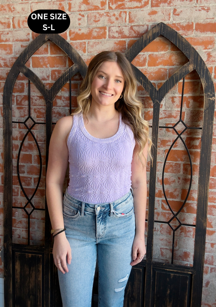 Dreamy Thoughts Lace Tank-Lavender