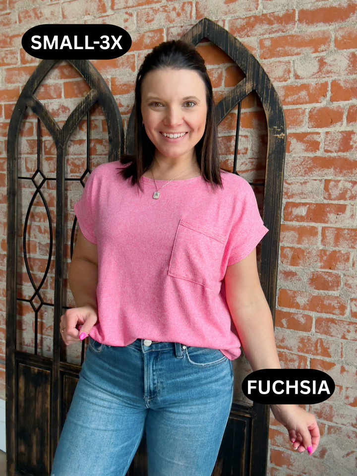 A Soft Hug Pocket Tee- 8 Colors