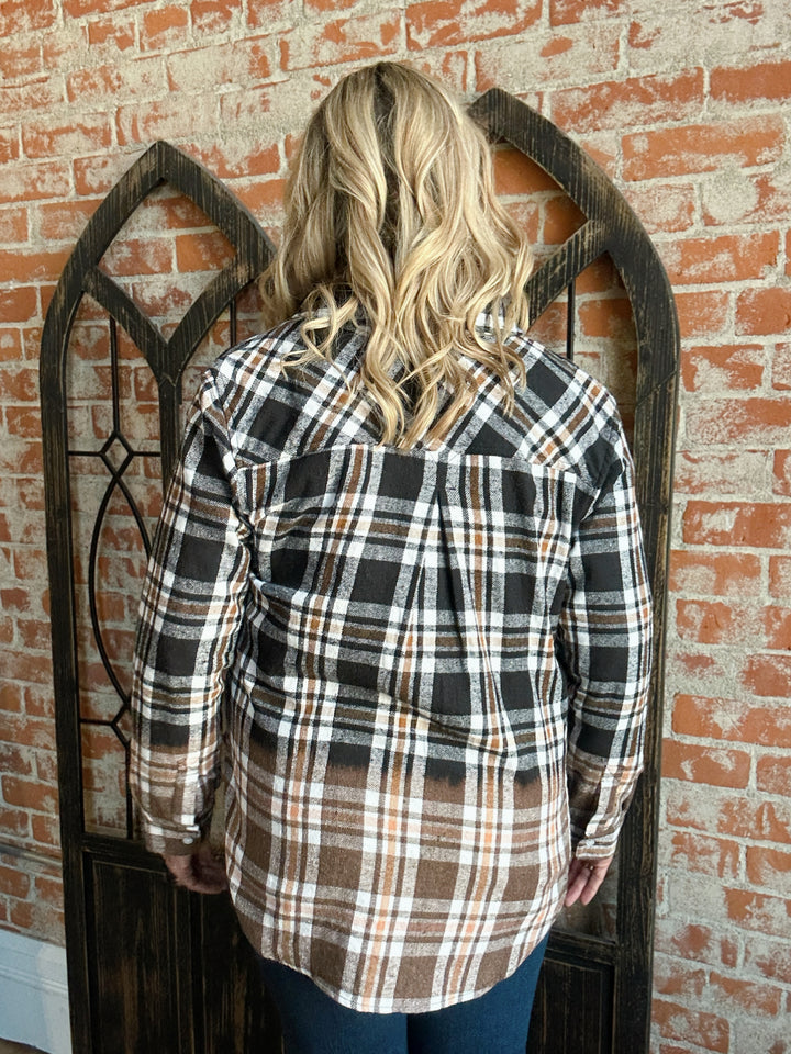 Complete Me Ombre Flannel-Black/Camel