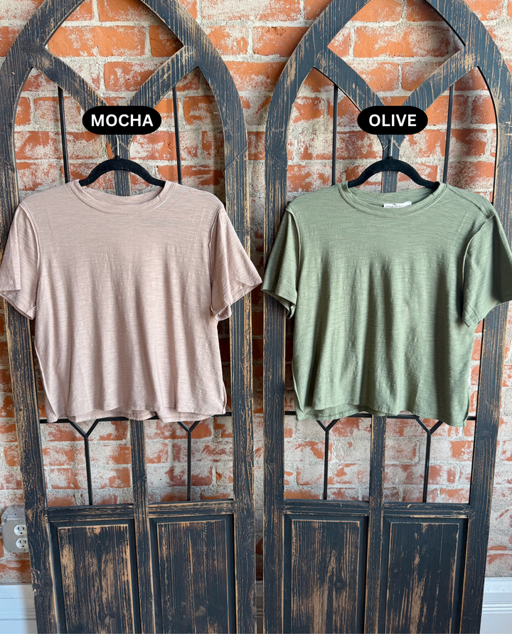 New Favorite Tee-Olive & Mocha