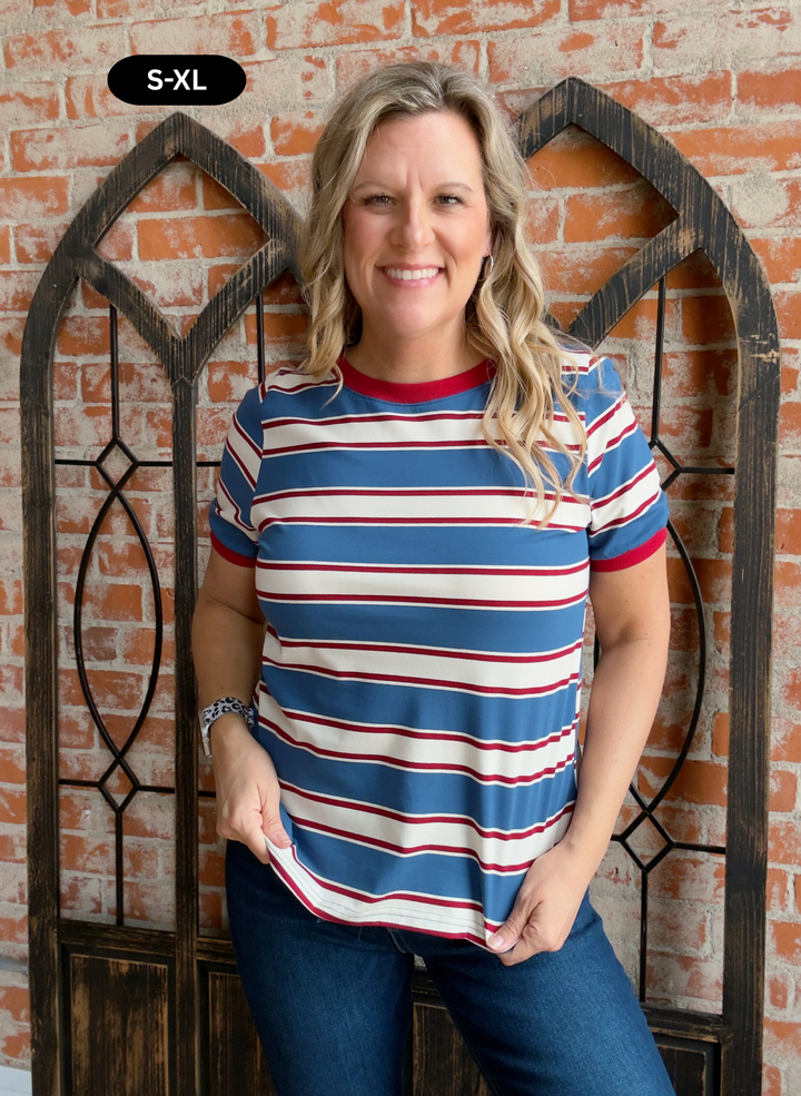 All About Freedom Striped Tee