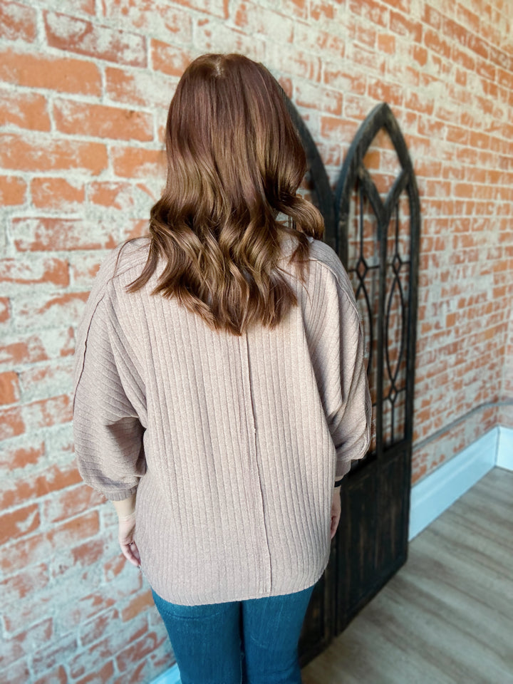 Here For Comfort Wide Ribbed Mocha Dolman