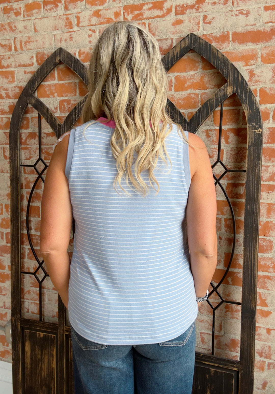 Take The Action Striped Tank-Blue