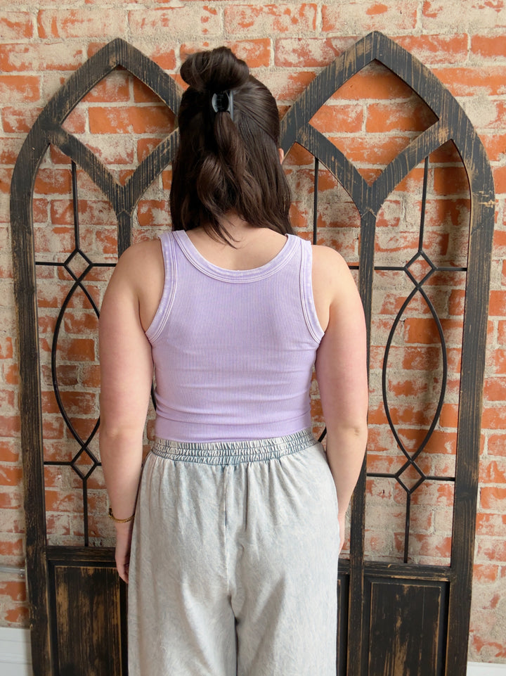 Keep It On The Down Low Ribbed Tank-Lilac