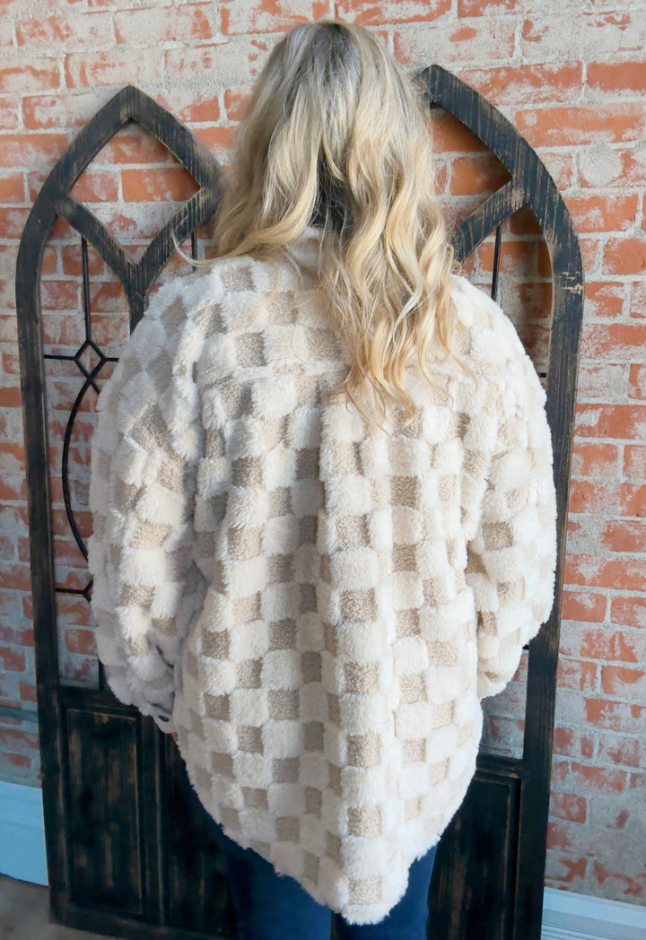 Rub Me The Right Way Sherpa Checkered Jacket