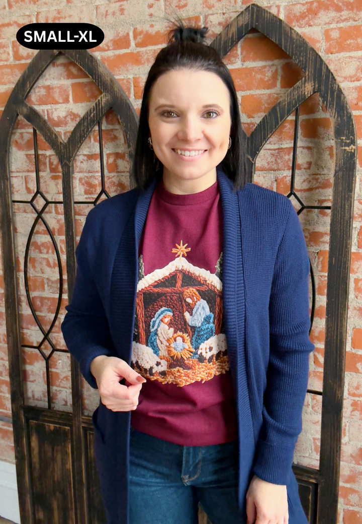 Feels Like Home Waffle Cardigan-Navy