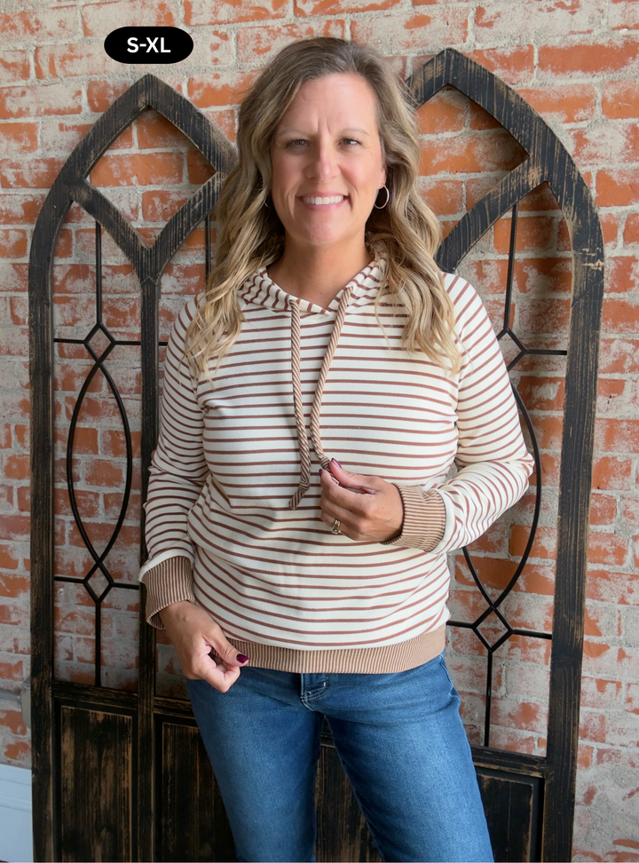 Pumpkin Spice Latte Striped Hoodie