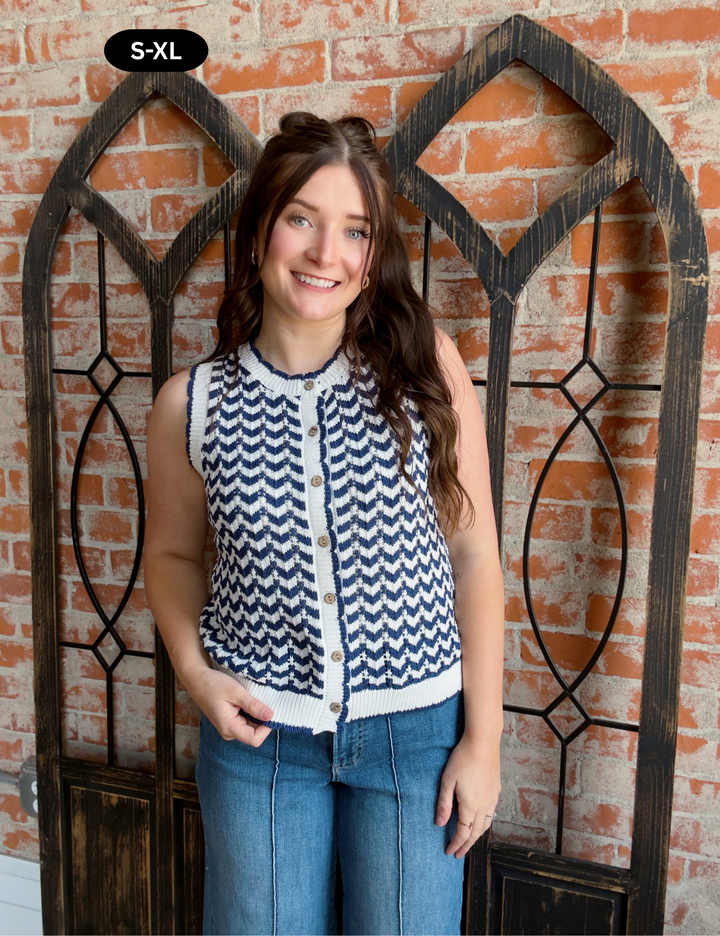 Ride The Wave Chevron Striped Sweater Tank