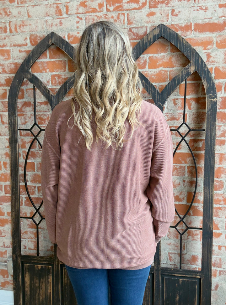Addicted Corded Crewneck- Cappuccino