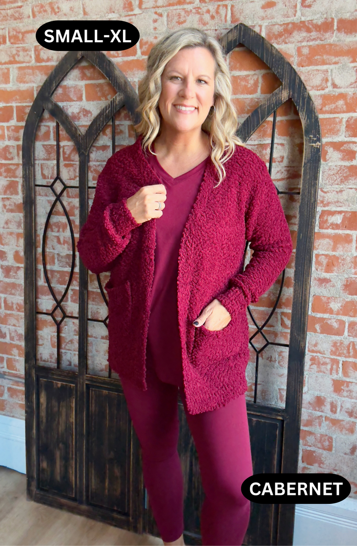 Wrap Me In Warmth Popcorn Cardigan-Purple/Red Tones