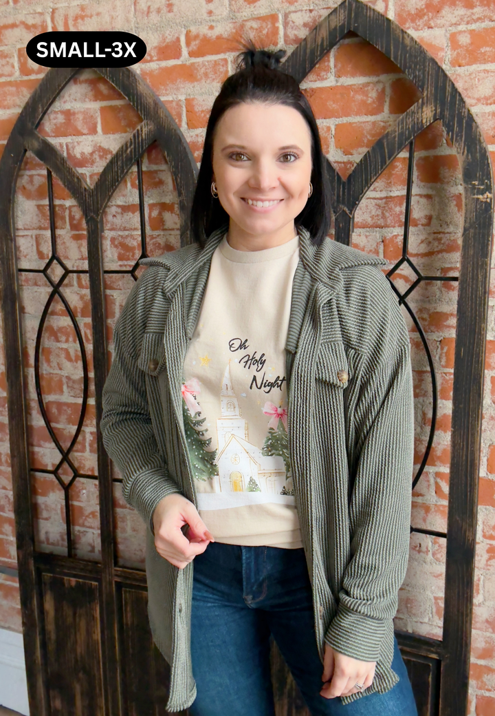 Always #1 Ribbed Shacket-Olive