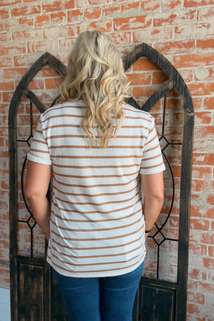 Near To Me Striped Tee-Camel