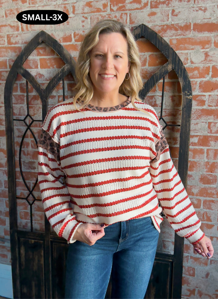 Touch Of Spice Striped Leopard Color Block