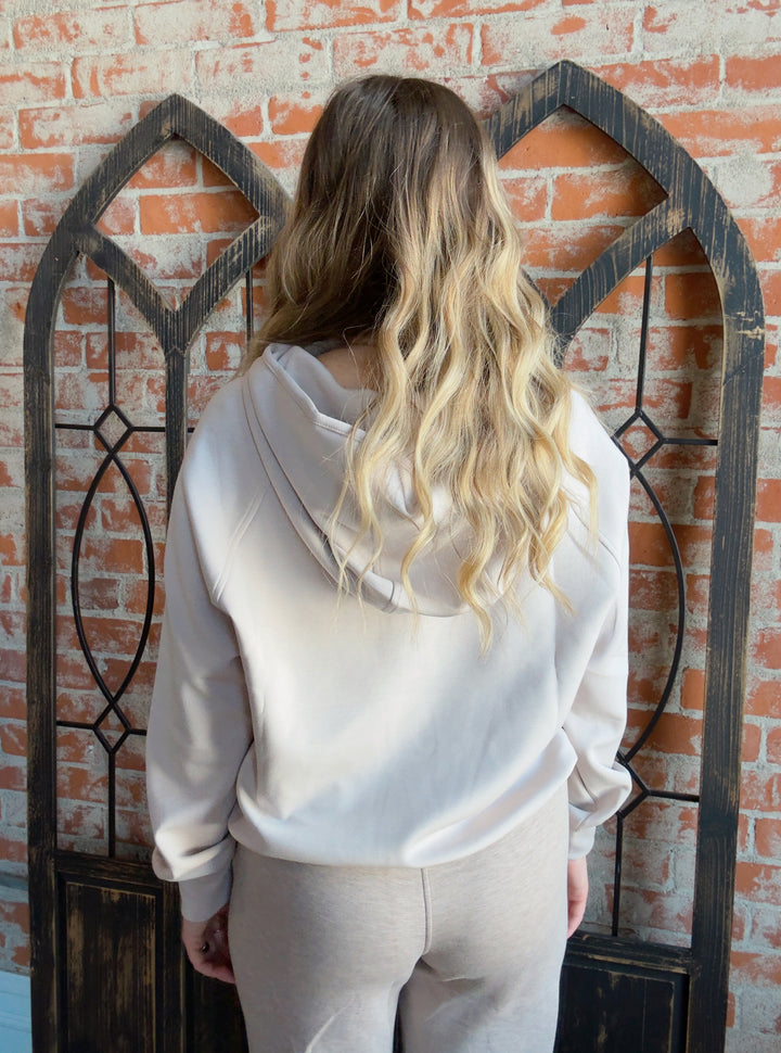 Comes Naturally Basic Scuba Zip Hoodie-Heavy Cream