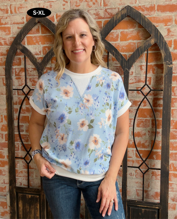 Dreamy Night Floral Ribbed Tee