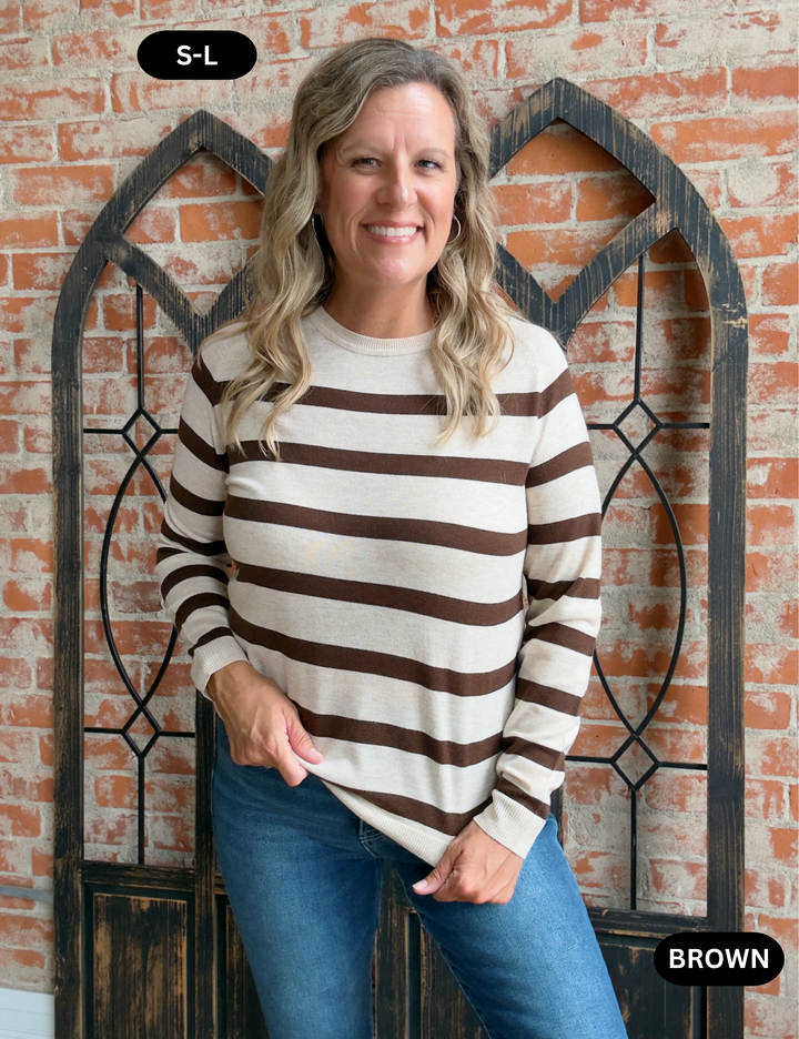 It's All Me Striped Sweater-Neutrals