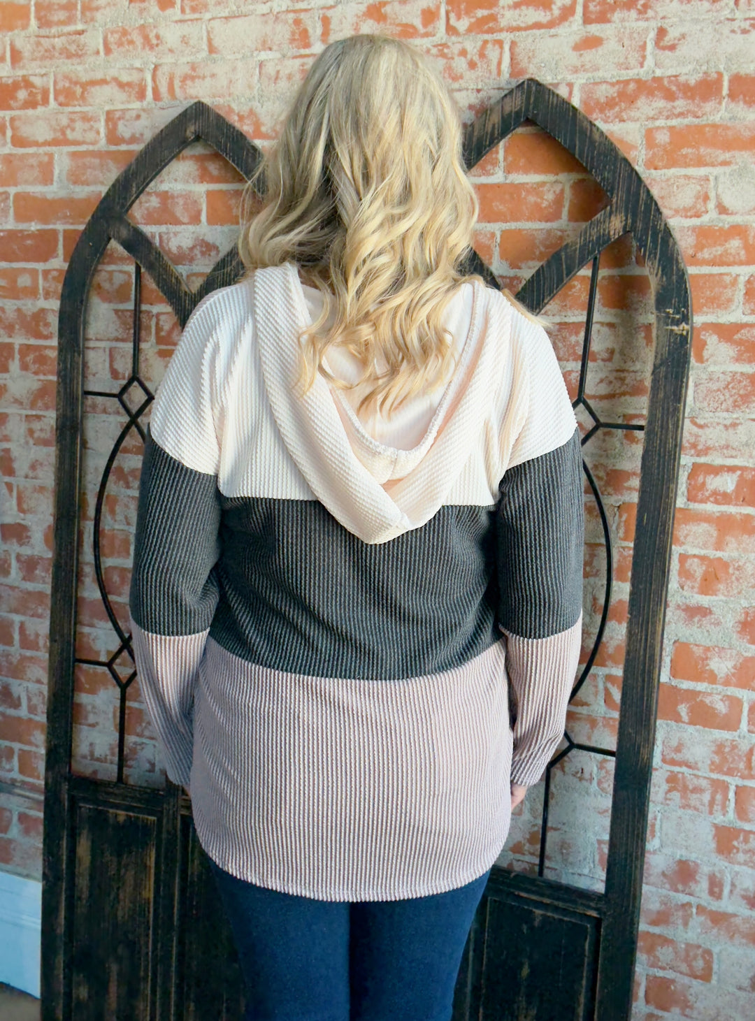 For The Love Of Mocha Color Block Hoodie