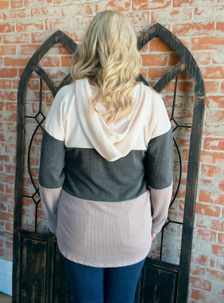 For The Love Of Mocha Color Block Hoodie