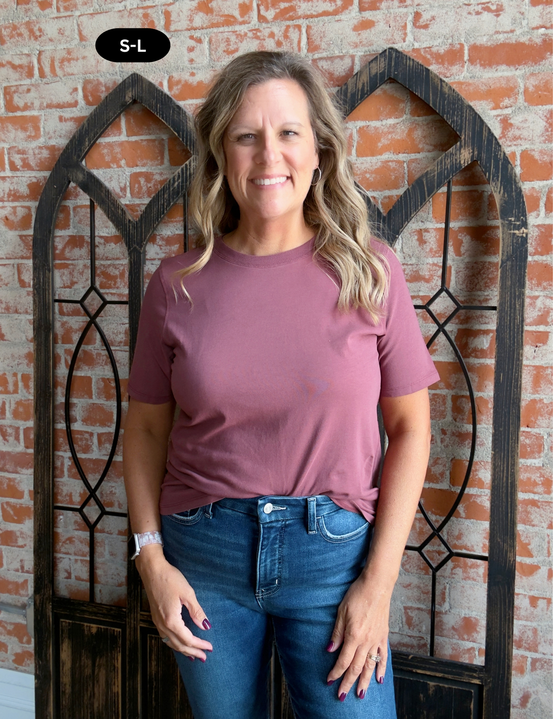 On My Time Basic Tee-Rosewood