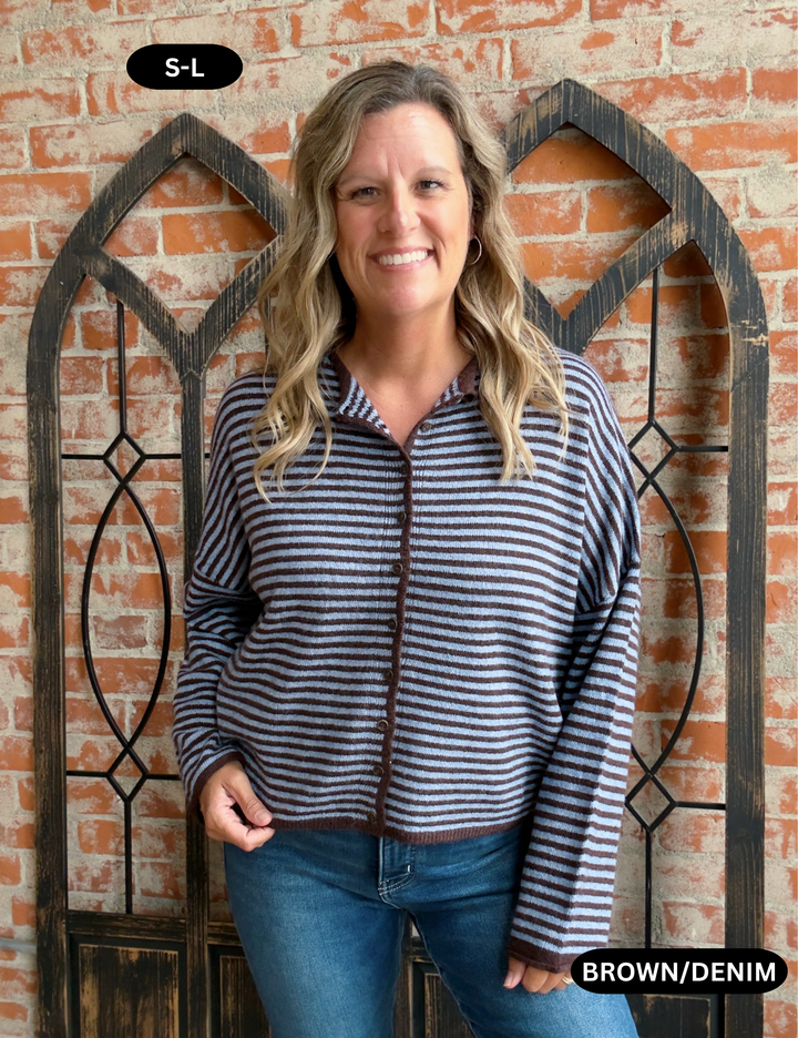 Top Of Mind Striped Sweater Cardigan- 4 Colors