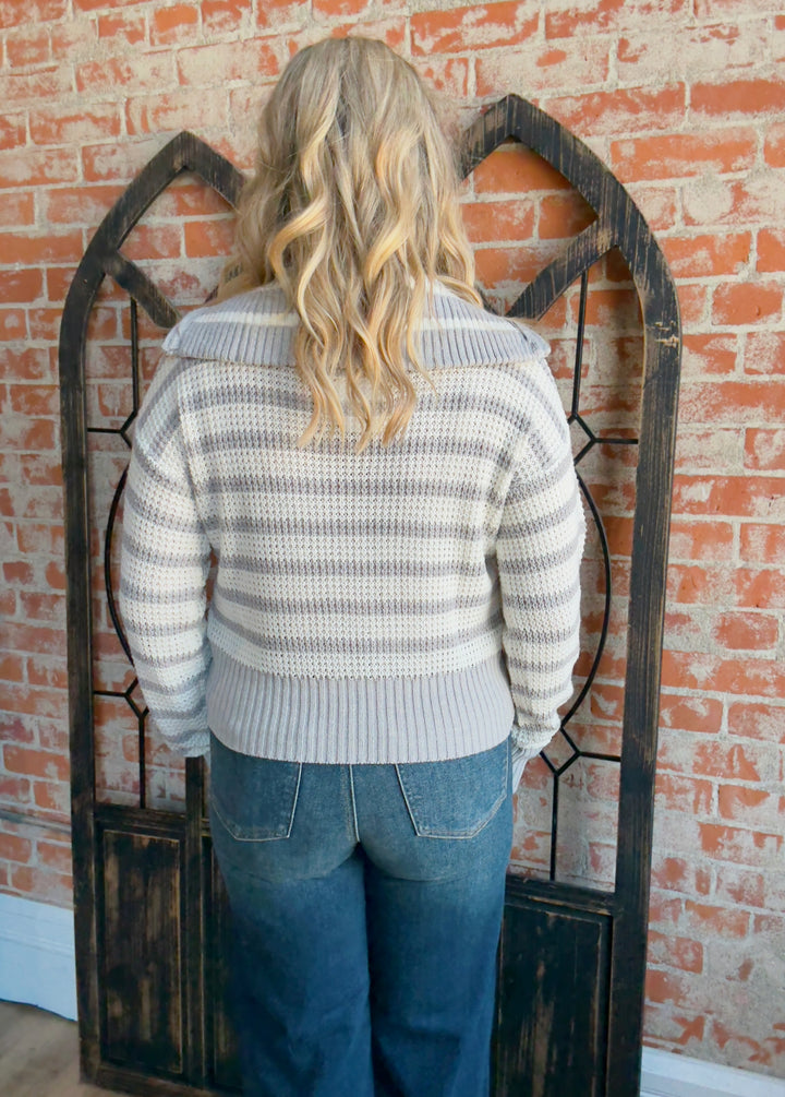 Be On My Side Striped Sweater Halfzip