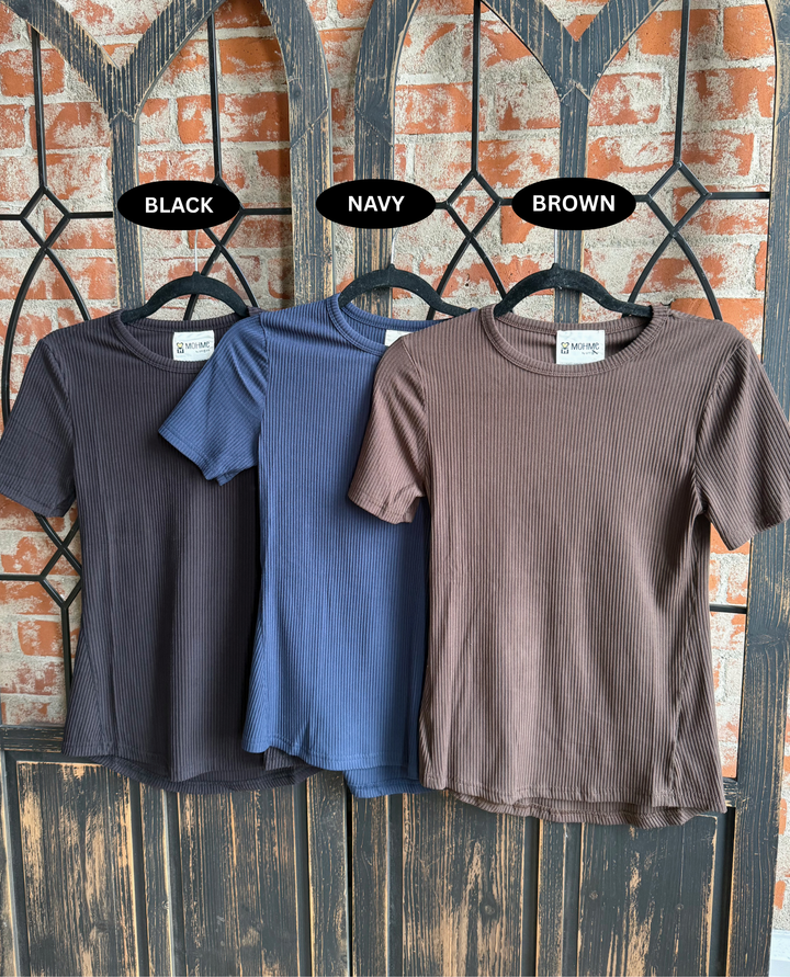 Ready Now Ribbed Tee-3 Colors