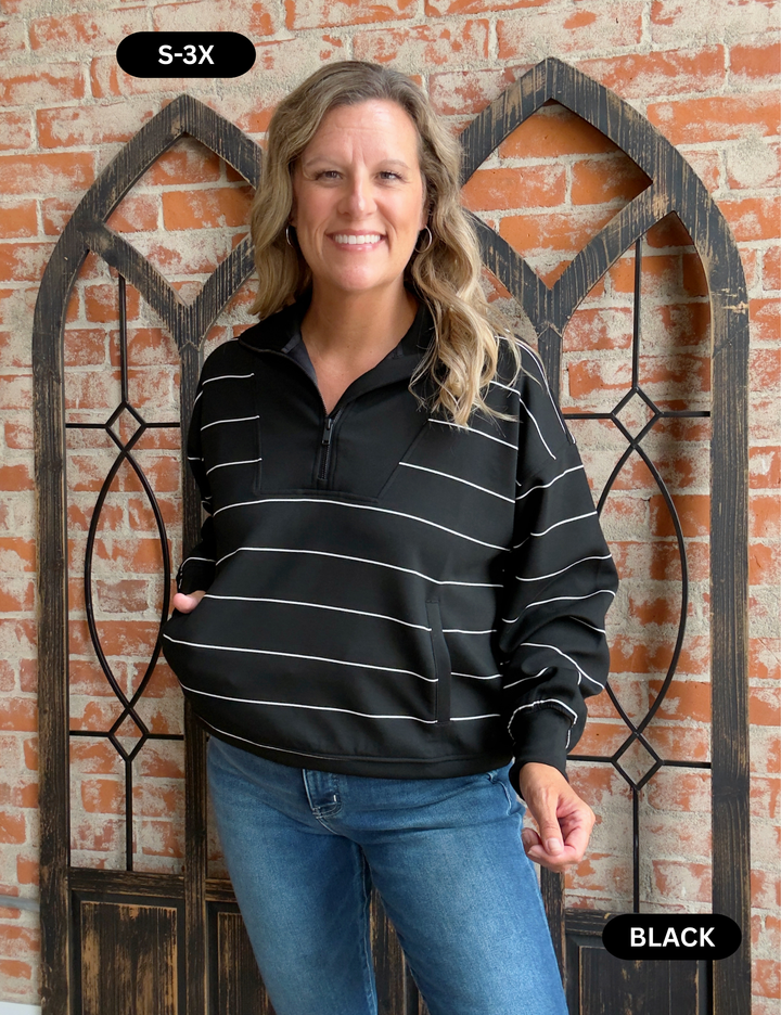 Bright Future Striped Scuba Half Zip-Fall Colors