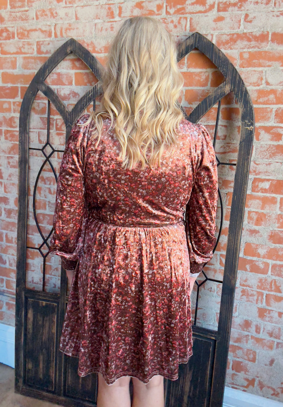 Sweet Fall Expression Velvet Dress