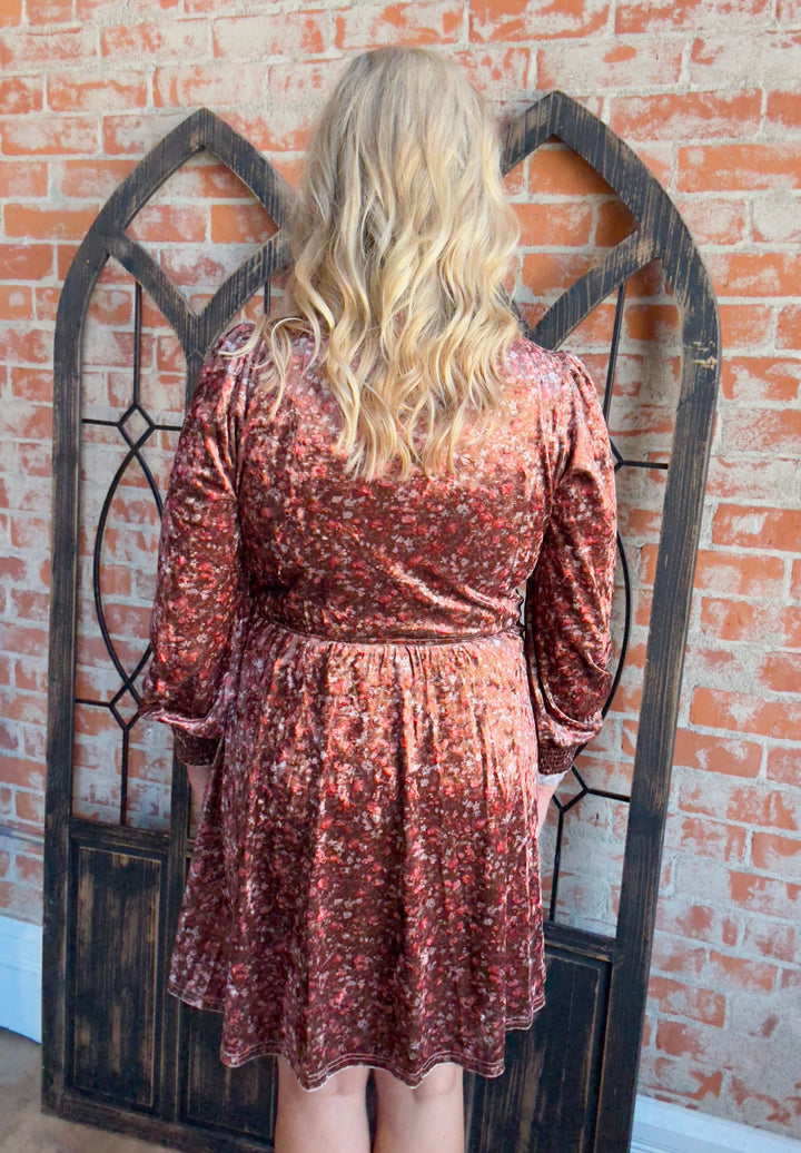 Sweet Fall Expression Velvet Dress