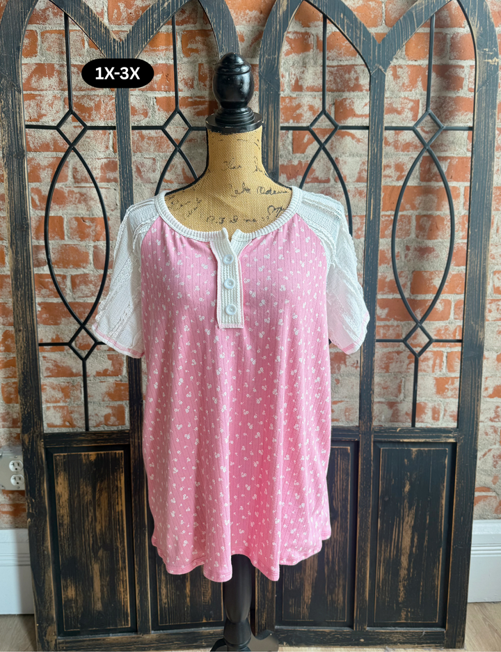 Curvy Hold My Hand Crochet Sleeve Henley