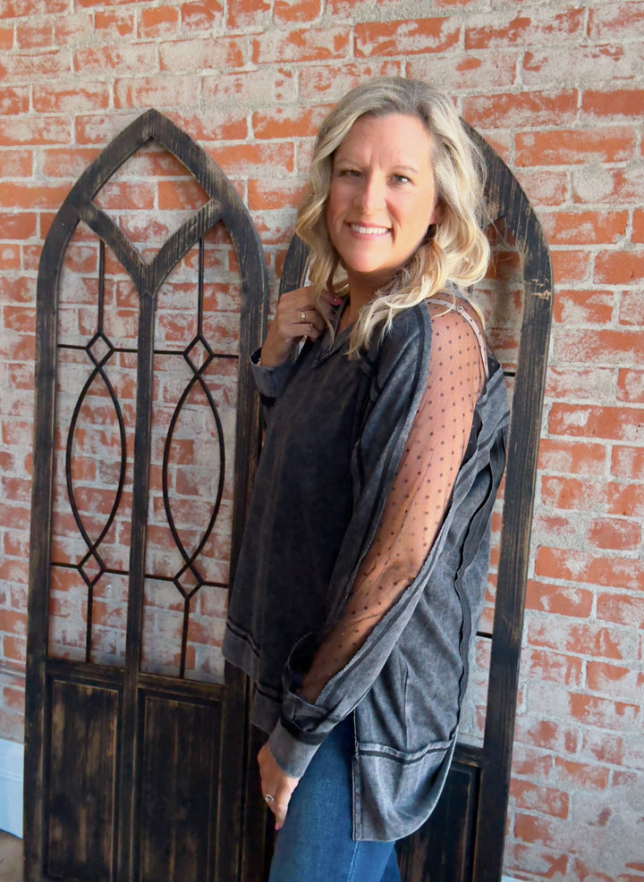 My Lips Are Sealed Lace Crewneck Tunic