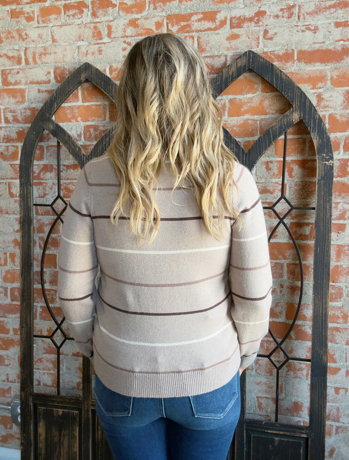 Timeless Striped Sweater-Mocha