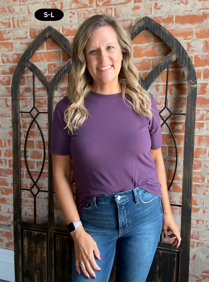 On My Time Basic Tee-Plum