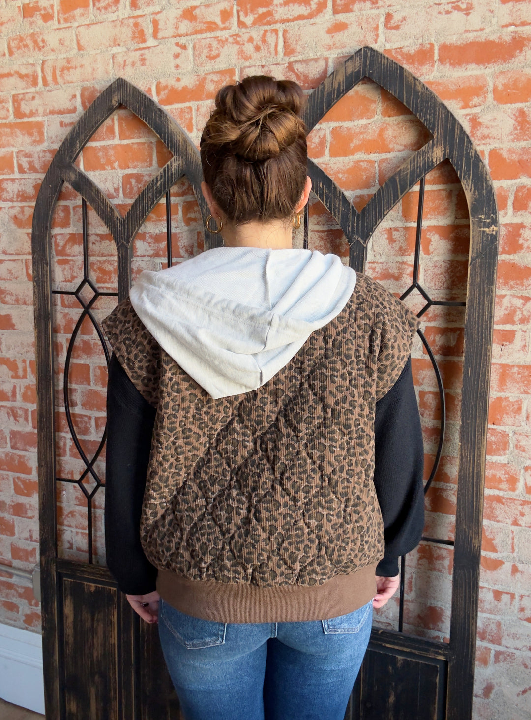 Livin' Life Leopard Sweatshirt Vest