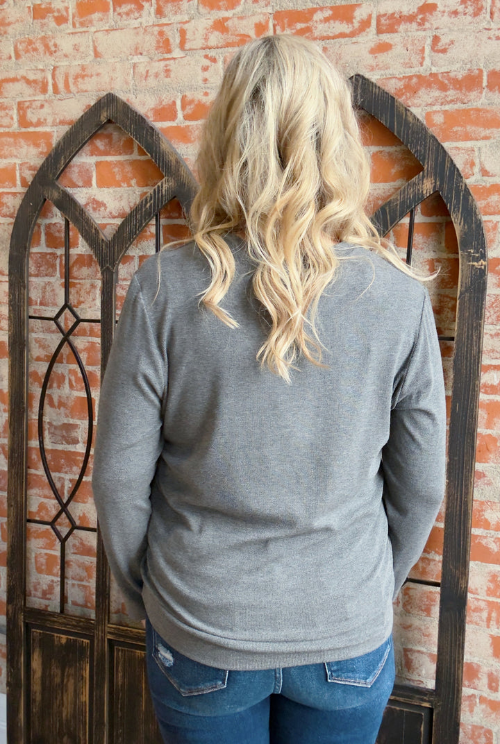 By My Side Ribbed Long Sleeve-Charcoal