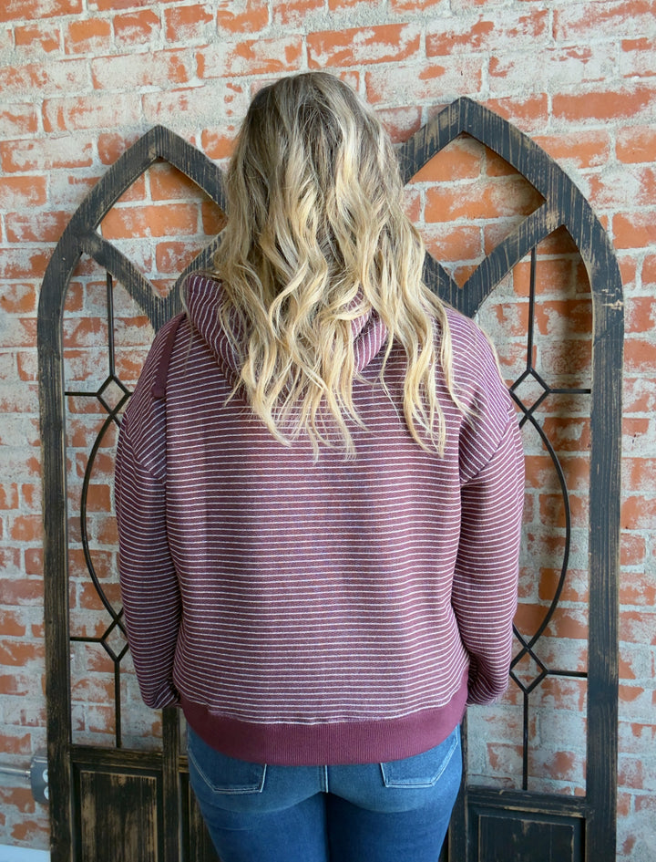 Passed The Test Striped Hoodie-Cherry