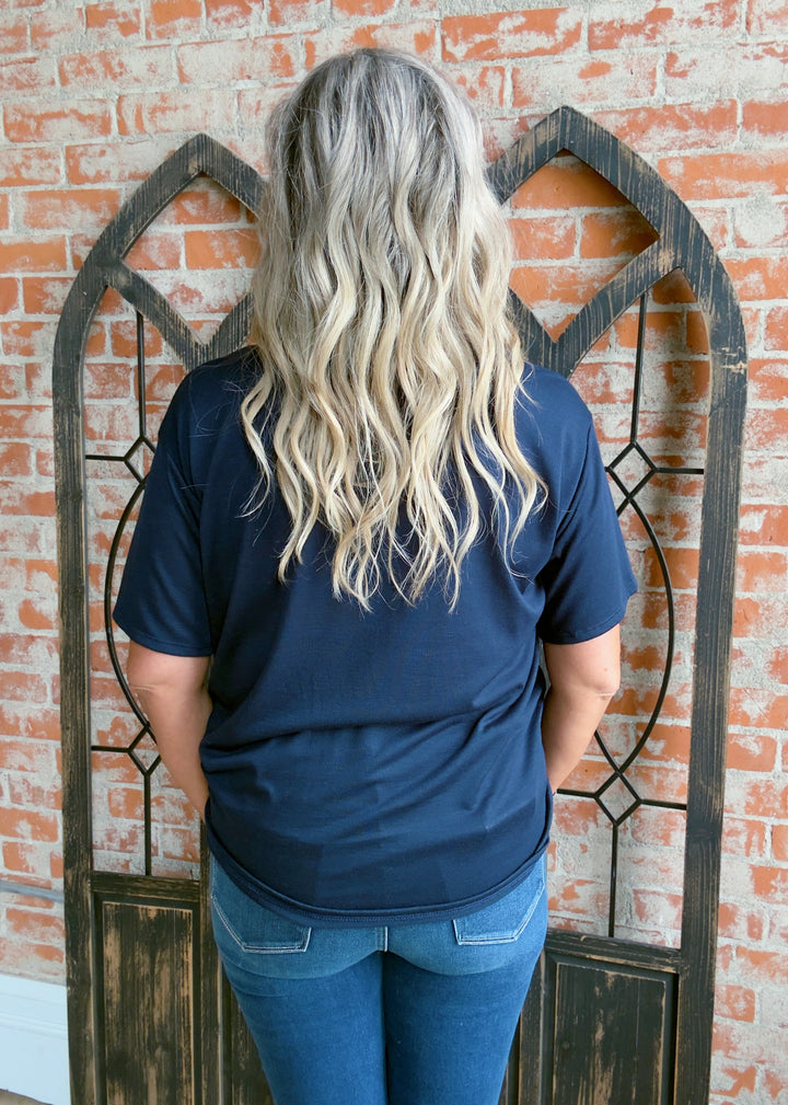 Short Lived Basic Tee- Navy