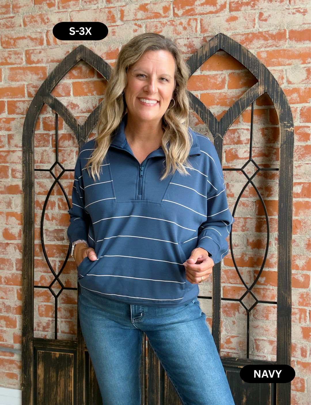 Bright Future Striped Scuba Half Zip-Fall Colors