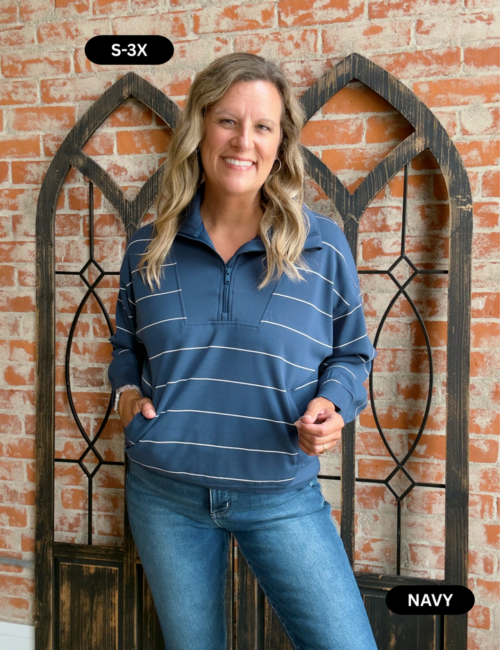 Bright Future Striped Scuba Half Zip-Fall Colors