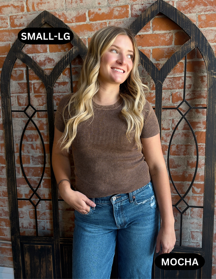 Don't Call Me Ribbed Cropped Tee-2 Colors