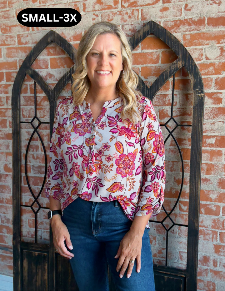 Fall Floral Petals Luxe 3/4 Sleeve